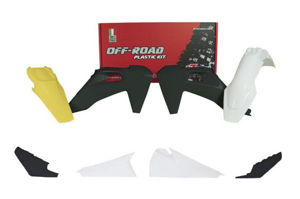 Rtech Plastic Kit (7pc) (Rockstar Rep White/Black/Lemon Yellow) Husqvarna TE-FE 150-450 20-22