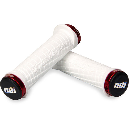 ODI Troy Lee Designs Lock On Grips 130mm - White / Red   