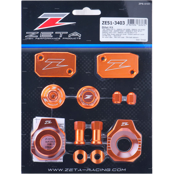 Zeta Billet Kit Orange KTM  EXC 06-22 EXCF 07-22  