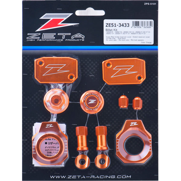 Zeta Billet Kit Orange SX 16-21 SXF 13-22  