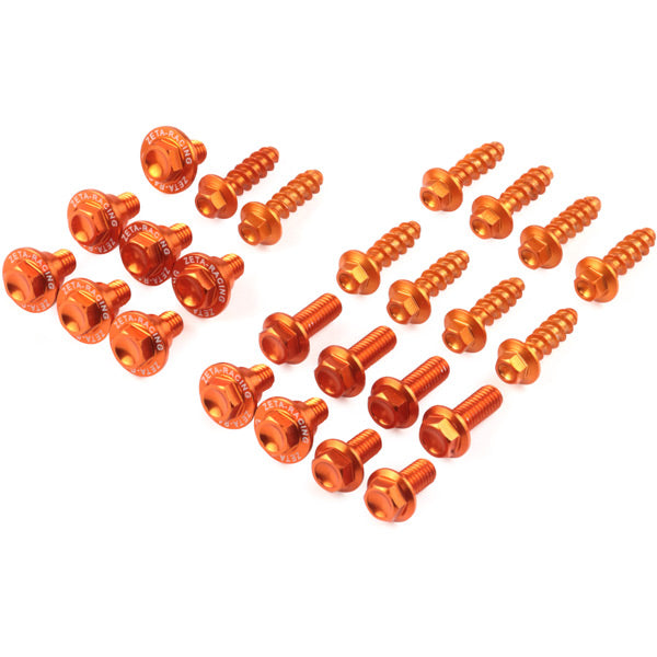 Zeta Aluminium Bolt Set for Plastics KTM SX/SXF 16-18, EXC/EXCF 17-19 Orange  