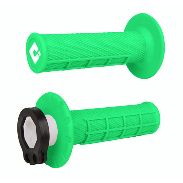 ODI Half Waffle MX Lock-On Grip Set Flo-Green   