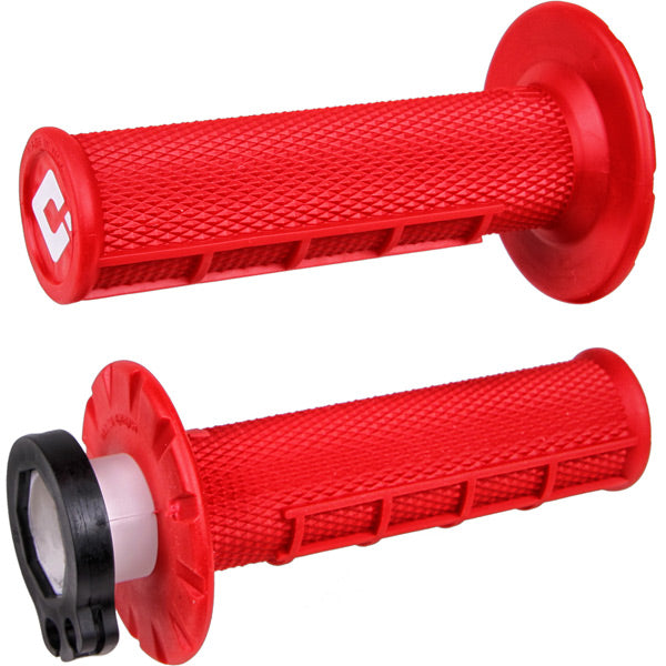 ODI Half Waffle MX Lock-On Grip Set Red   