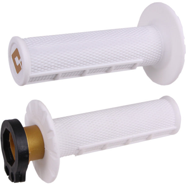 ODI Half Waffle MX Lock-On Grip Set PRO White   