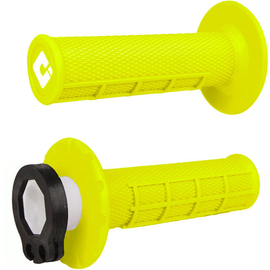 ODI Half Waffle MX Lock-On Grip Set Flo-Yellow   